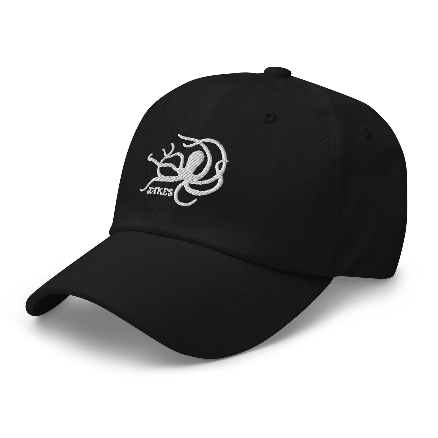 Jakes White Octopus Logo Baseball Cap