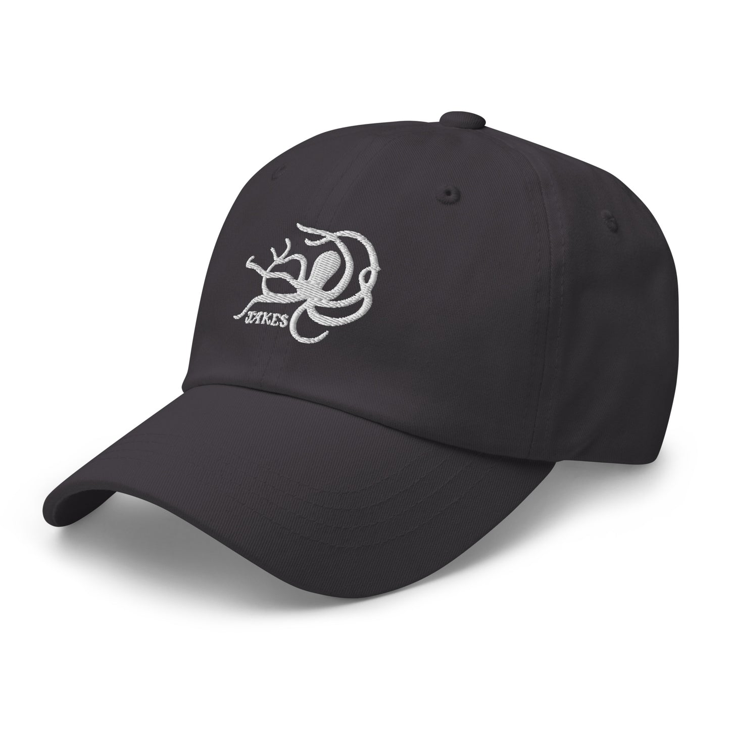 Jakes White Octopus Logo Baseball Cap