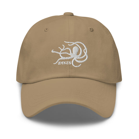 Jakes White Octopus Logo Baseball Cap