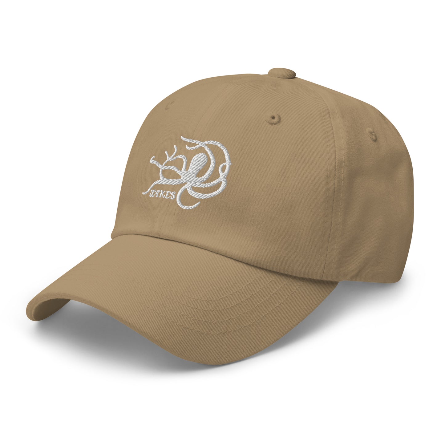 Jakes White Octopus Logo Baseball Cap