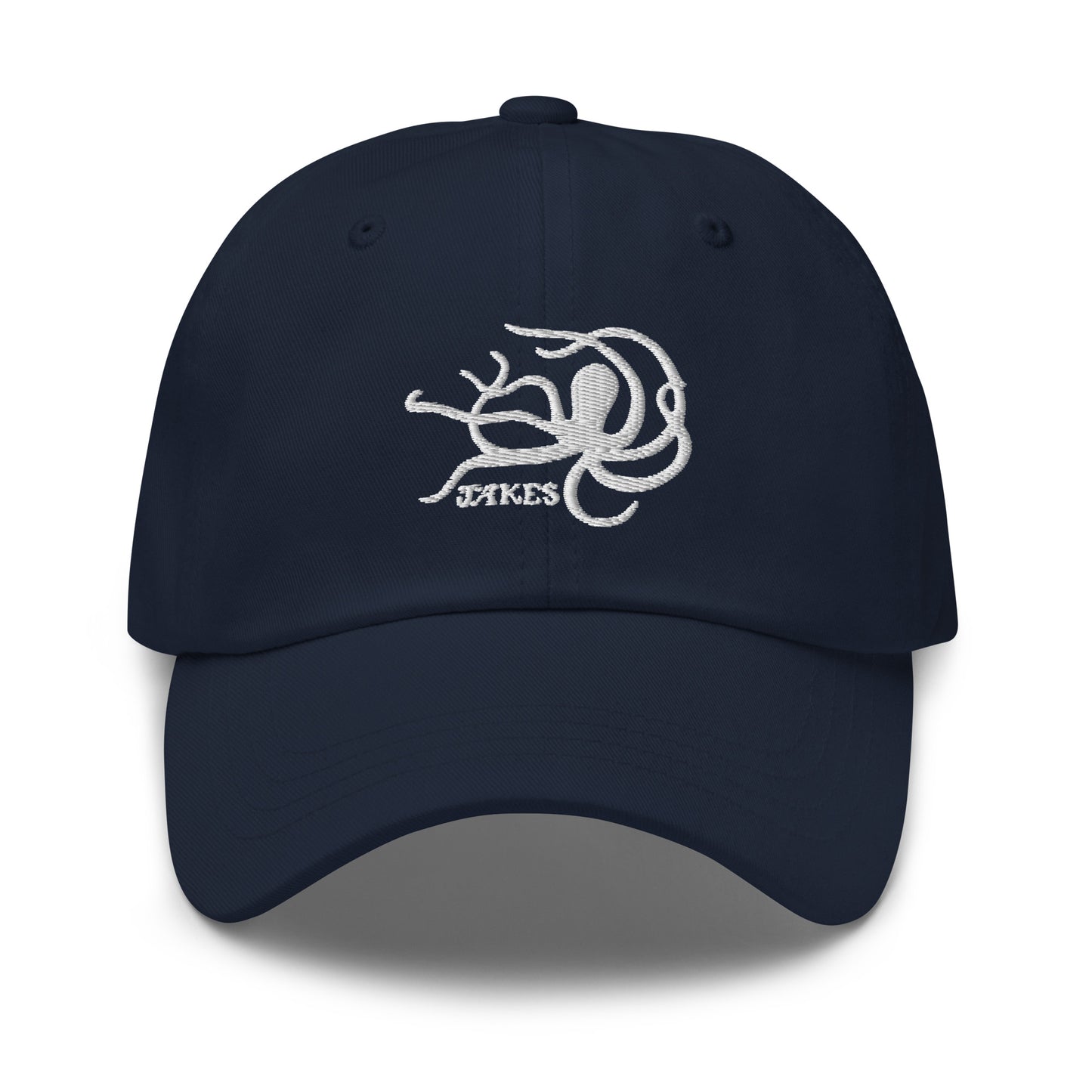 Jakes White Octopus Logo Baseball Cap