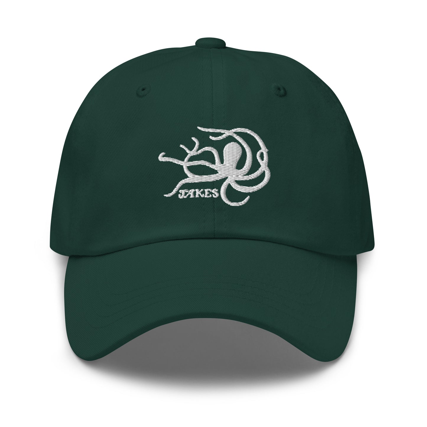 Jakes White Octopus Logo Baseball Cap