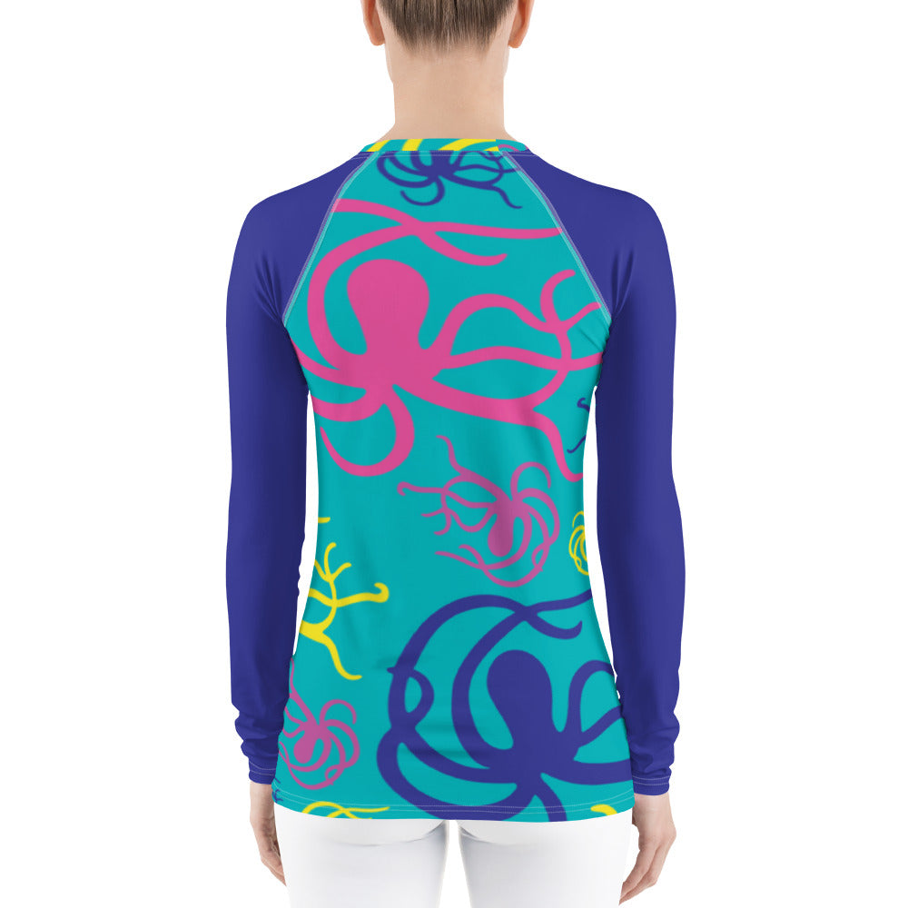 Jakes Octopus Print Women's Rash Guard