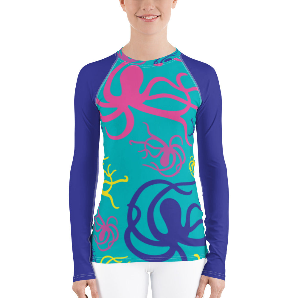 Jakes Octopus Print Women's Rash Guard