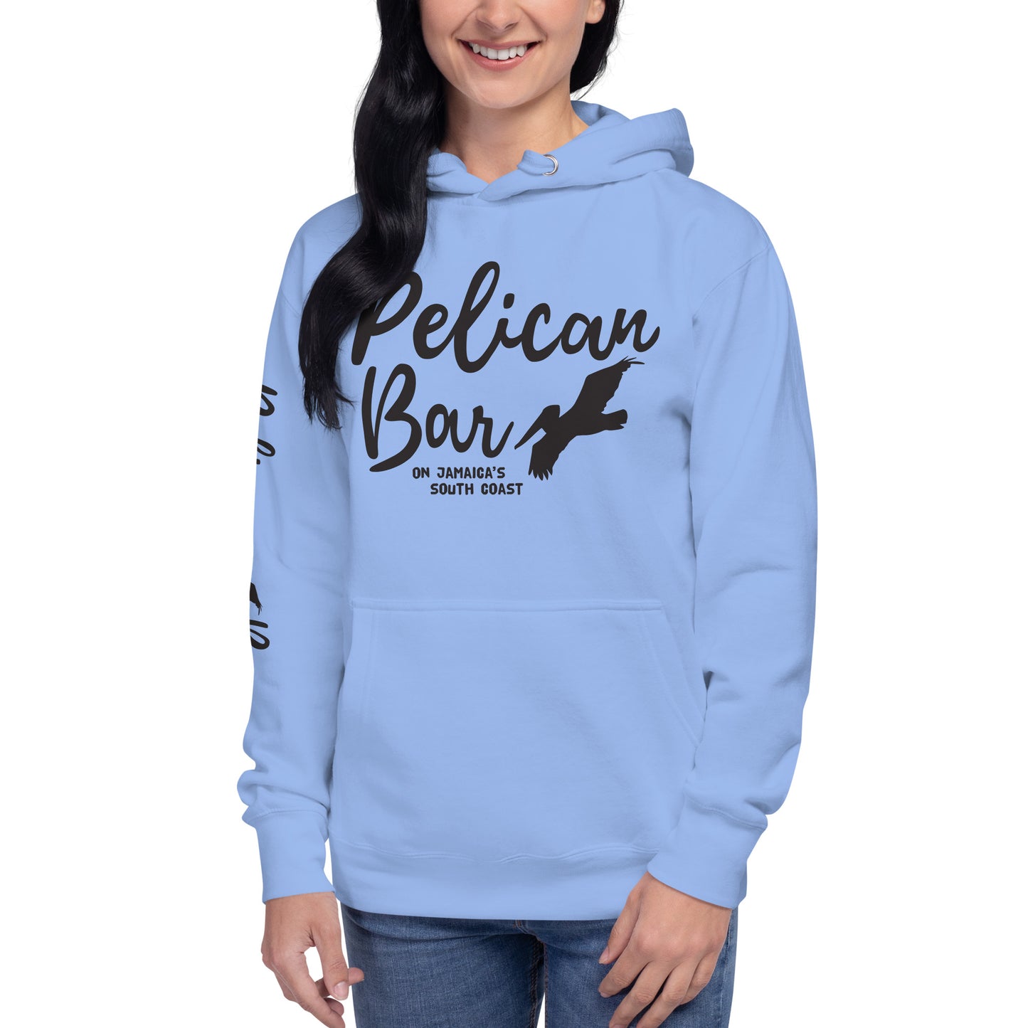 Pelican Bar Black Logo + Sleeve Unisex Hoodie in Multiple Colors