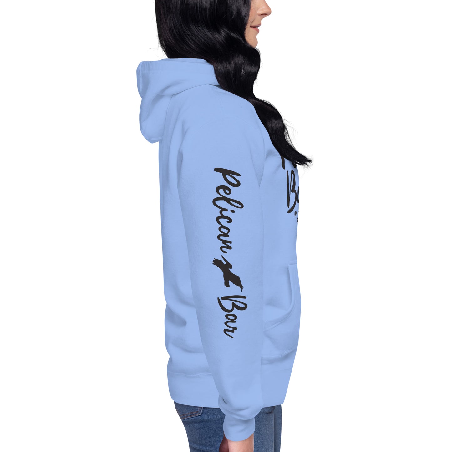 Pelican Bar Black Logo + Sleeve Unisex Hoodie in Multiple Colors
