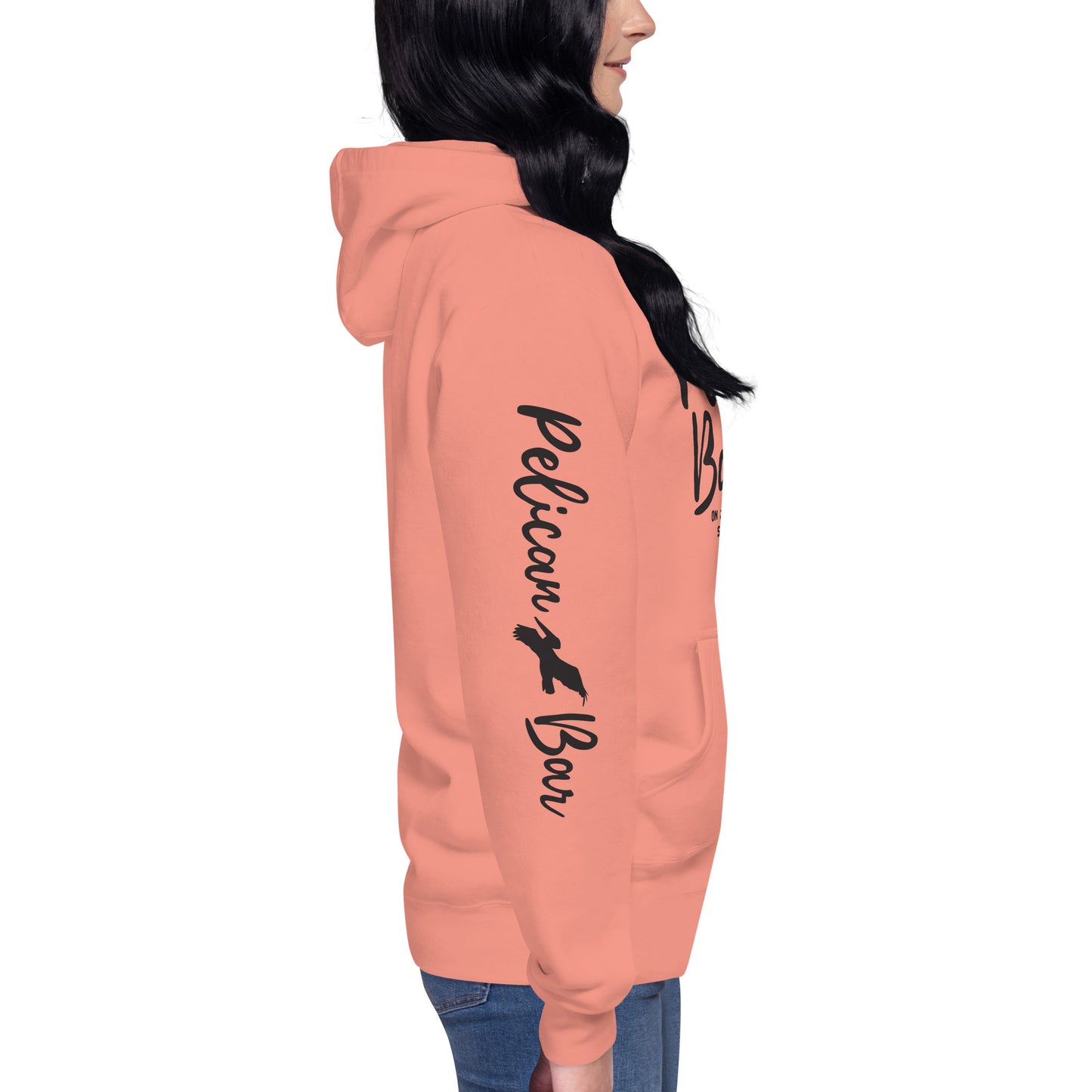 Pelican Bar Black Logo + Sleeve Unisex Hoodie in Multiple Colors