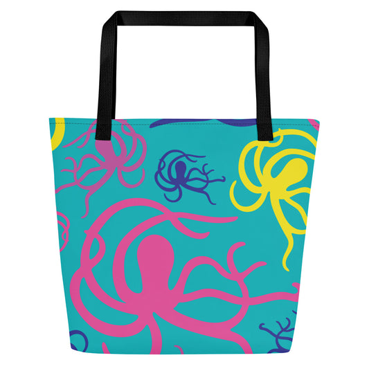 Jakes Octopus Print Beach Bag with Inside Pocket