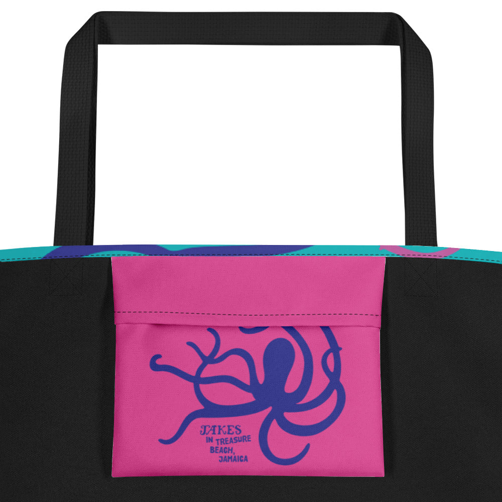 Jakes Octopus Print Beach Bag with Inside Pocket